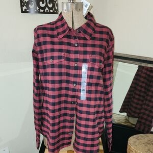 Carhartt Burgundy and Black Plaid Shirt, NWT. Sz. 16-18